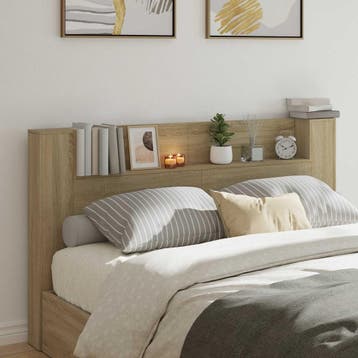 vidaXL Hoofdbord Kast met LED Sonoma Bewerkt hout, Huis en Inrichting, Slaapkamer | Bedden, Verzenden, Nieuw, Hout