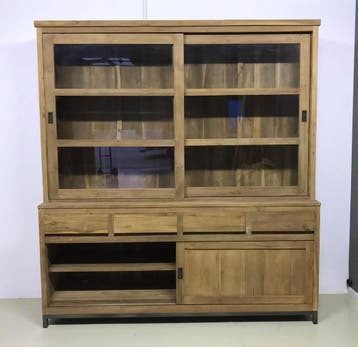 Schuifdeurkast teak met stalen onderstel, Ophalen of Verzenden, Nieuw