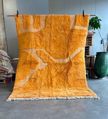 Moderne oranje Berber-wollen tapijt - Berber handgemaakt, Nieuw