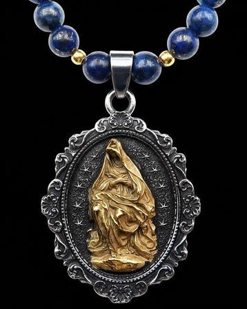 Lapis lazuli - Ketting Mirakelmedaille – Onze-Lieve-Vrouw –