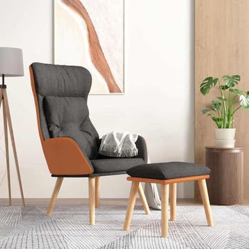 vidaXL Relaxstoel met voetenbankje kunstleer en stof, Verzenden, Nieuw