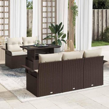 vidaXL Tuin Sofa Set 6 st Bruin [Synthetisch]: Poly Rattan, Verzenden, Nieuw, Rotan, 6 zitplaatsen