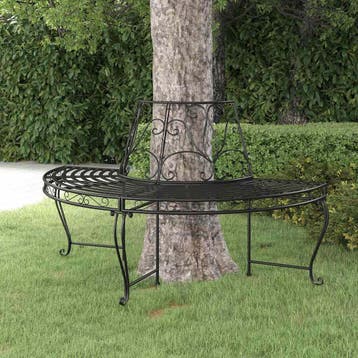 vidaXL Boombank halfrond Ø160 cm staal zwart, Verzenden, Nieuw, Metaal