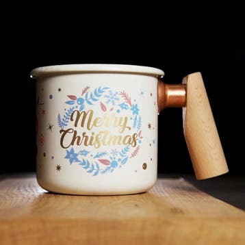 Truvii emaille mok met houten handvat - kerst limited editio, Verzenden, Nieuw