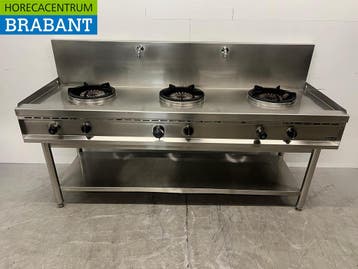 RVS Nayati Woktafel wokfornuis 3 branders en watergordijn, Ophalen of Verzenden, Gebruikt