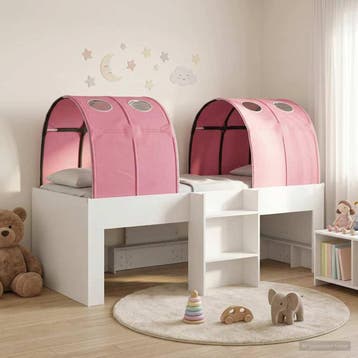 vidaXL Bed met Tunnel 3 st Wit en Roze Bewerkt hout, Verzenden, Nieuw, Wit, Hout