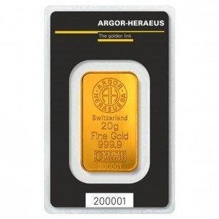 20 gram - Goud .999 - 20 Grams .9999 Fine Gold Bar Argor
