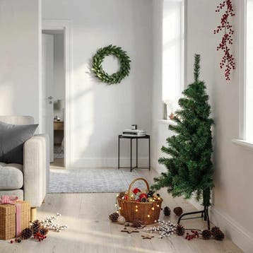 vidaXL Kunstkerstboom met standaard half 120 cm PVC groen, Diversen, Kerst, Verzenden, Nieuw
