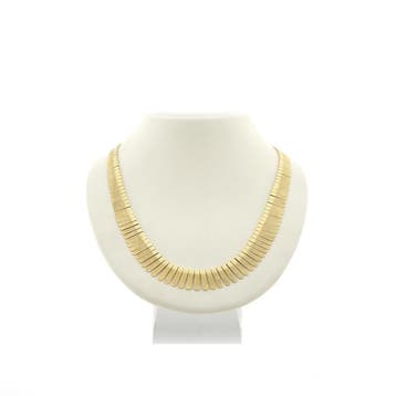 Gouden gematteerde Cleopatra collier (Ketting), Ophalen of Verzenden, Gebruikt, Goud, Goud