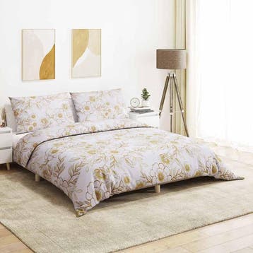 vidaXL Dekbedovertrekset 240x220 cm katoen wit en bruin, Verzenden, Nieuw, Wit