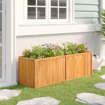 vidaXL Plantenbak verhoogd 150x50x50 cm massief teakhout, 100 cm of meer, Verzenden, Nieuw, Hout