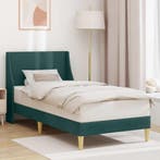 vidaXL Bedframe met hoofdeinde Donkergroen 100 x 200 cm Stof, Verzenden, Nieuw, Groen, Stof