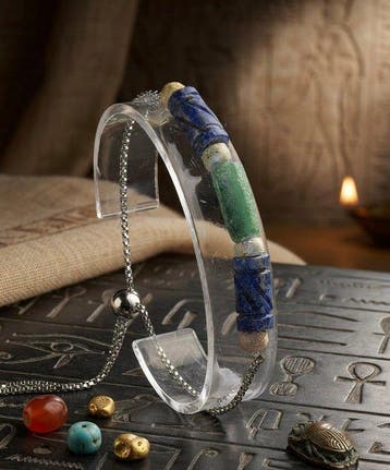 Oud-Egyptisch Staal Kralenarmband - lapislazuli/faïence, Sieraden, Tassen en Uiterlijk, Antieke sieraden