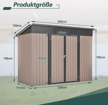 Metalen Tuinschuur 8x4 FT - Weerbestendig met Fundering, Verzenden, Nieuw
