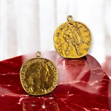 Metalen vintage munt bedel, antiek goud kleur, afm. 35 x..., Ophalen of Verzenden, Nieuw, Kraal
