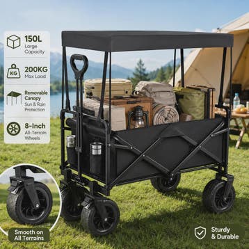 Opvouwbare Kampeerkar met Verstelbare Handgreep - 150L Grote, Caravans en Kamperen, Bolderkarren, Verzenden, Nieuw