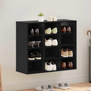vidaXL Schoenenkast 77,5 x 30 x 67 cm Bewerkt hout Zwart, Verzenden, Nieuw
