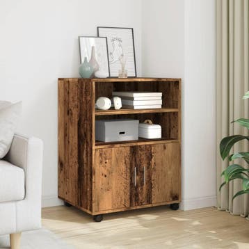 vidaXL Rolkast 60x48x81 cm bewerkt hout oud houtkleurig, Verzenden, Nieuw