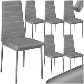 Eetkamerstoelen, kunstleer - grijs, Set van 6, Huis en Inrichting, Stoelen, Verzenden, Nieuw