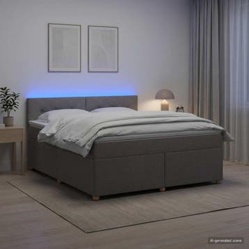 vidaXL Boxspringbed met matras met hoofdeinde Taupe 160 x, Verzenden, Nieuw, Tweepersoons