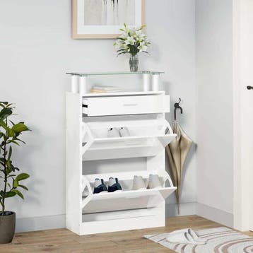 vidaXL Schoenenkast 63x24x104 cm bewerkt hout hoogglans wit, Verzenden, Nieuw