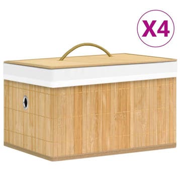 Bamboe Opbergmandjes | 34% Korting | Set van 4, Overige materialen, Mand, Vierkant, Ophalen of Verzenden
