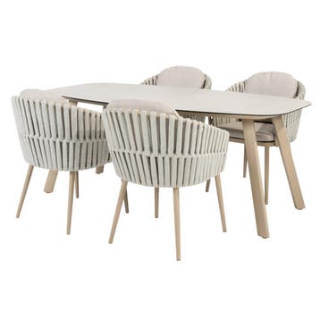 Manolo Eva dining tuinset 180x95xH75 cm 5 delig keramiek, Ophalen of Verzenden, Nieuw