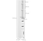 Smalle Badkamerkast 120 cm – Hoge Kast met 3 Deuren, Verzenden, Nieuw