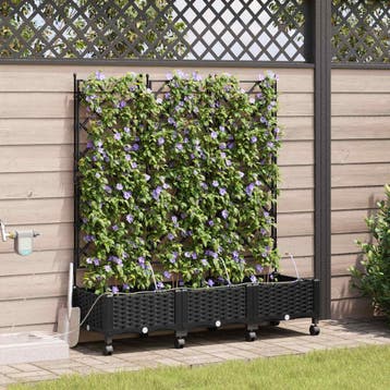 vidaXL Tuin Pot met Irrigatie en Wielen 3 st Zwart 120 x 40, Verzenden, Nieuw, Minder dan 60 cm, 60 cm of meer