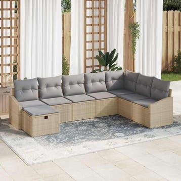 vidaXL Tuin Sofa Set 8 st poly rattan, Verzenden, Nieuw, Rotan, 8 zitplaatsen