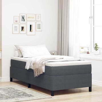 vidaXL Boxspringbed Donkergrijs 90 x 190 cm Katoen Stof, Eenpersoons, Verzenden, Nieuw, Stof