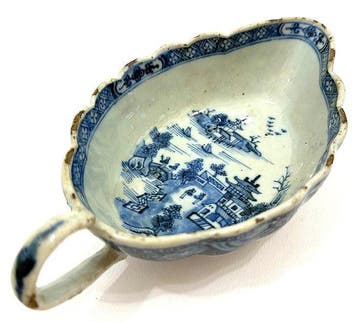 Cina XVIII Secolo Periodo Qianlong - Sauskom - Wit en blauw