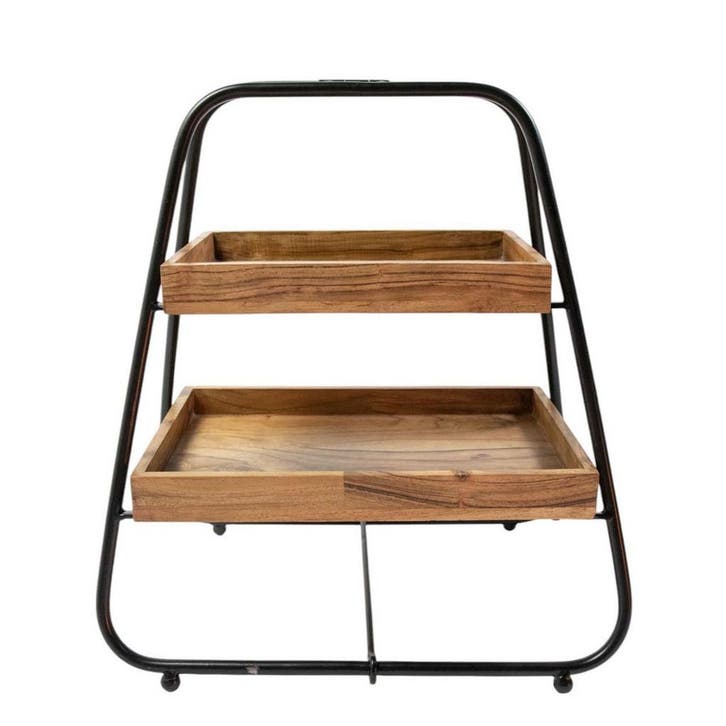 Etagere hout rechthoekig h38 d33cm, Huis en Inrichting, Woonaccessoires | Overige, Verzenden