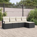 vidaXL Bankstel 5 pcs Zwart poly rattan, Verzenden, Nieuw, Rotan