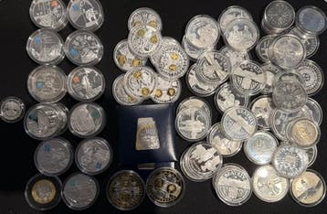 Lot Zilveren Penningen w.o. Olympische Spelen, Koningshuis, Verzenden, Losse munt, Zilver
