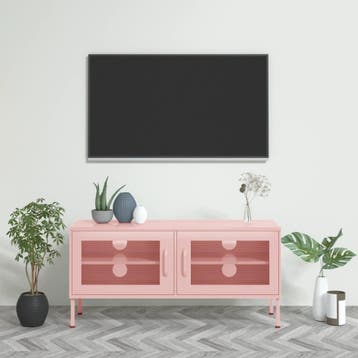 vidaXL Tv-meubel 105x35x50 cm staal roze, 100 tot 150 cm, Verzenden, Nieuw, Minder dan 100 cm
