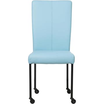 Set van 8 Leren eetkamerstoelen Deal - Toledo Sky Blue, Ophalen of Verzenden, Nieuw, Leer