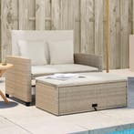 vidaXL Tuinbank 2-zits met kussens poly rattan beige, Tuin en Terras, Tuinsets en Loungesets, Verzenden, Nieuw