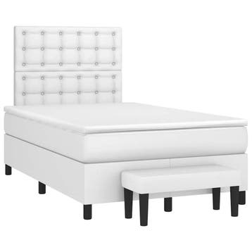 vidaXL Boxspring met matras kunstleer wit 120x190 cm, Overige materialen, Verzenden, Wit, Nieuw