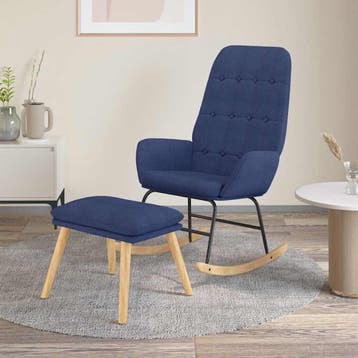 vidaXL Schommelstoel met voetenbank stof blauw, Verzenden, Nieuw