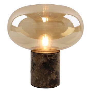 Marmeren tafellamp amber, Alan, met schakelaar, Huis en Inrichting, Lampen | Tafellampen, Ophalen of Verzenden, Nieuw, Glas