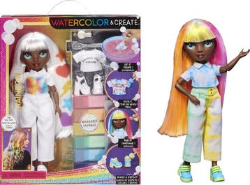 Rainbow High Watercolor &amp; Create Modepop - Groene ogen, Kinderen en Baby's, Speelgoed | Poppen, Ophalen of Verzenden, Zo goed als nieuw