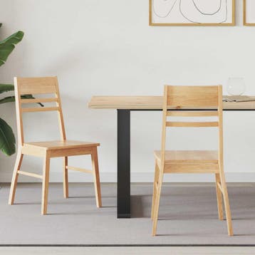 vidaXL Eettafelstoelen 2 st Massief Rubberhout Naturel 43 x, Verzenden, Nieuw, Bruin