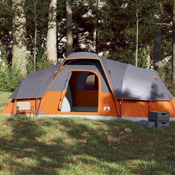 vidaXL Koepeltent 11-persoons waterdicht grijs en oranje, Verzenden, Nieuw, Tot en met 2