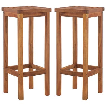 vidaXL Barkrukken 2 st massief acaciahout, Tuin en Terras, Tuinstoelen, Verzenden, Nieuw, Hout