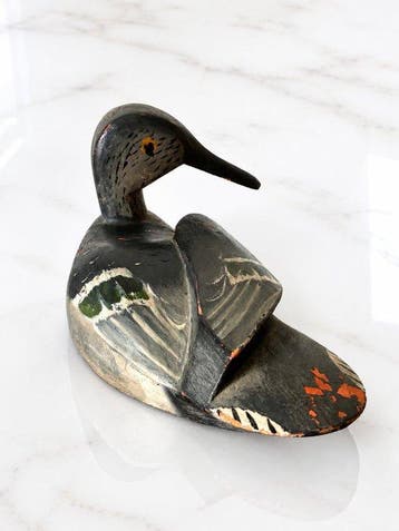 Lokeend - Early 20th Century Hand-Carved Wooden Duck Decoy –