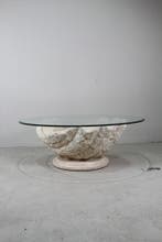 Vintage schelpsalontafel Magnussen Ponte, Huis en Inrichting, Tafels | Salontafels, Gebruikt, Rond, Jaren '80, Minder dan 50 cm