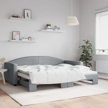 vidaXL Slaapbank met onderschuifbed 90x200 cm stof, 90 cm, Eenpersoons, Verzenden, Nieuw