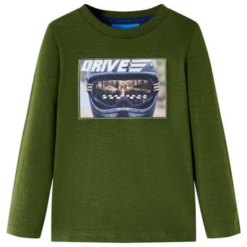 vidaXL Kindershirt met lange mouwen 116 donkerkakikleurig, Verzenden, Nieuw