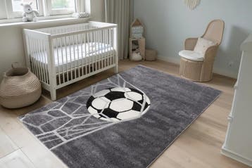 Kindervloerkleed | Happy | Voetbal | Zilver | 120x170 cm, Verzenden, Nieuw